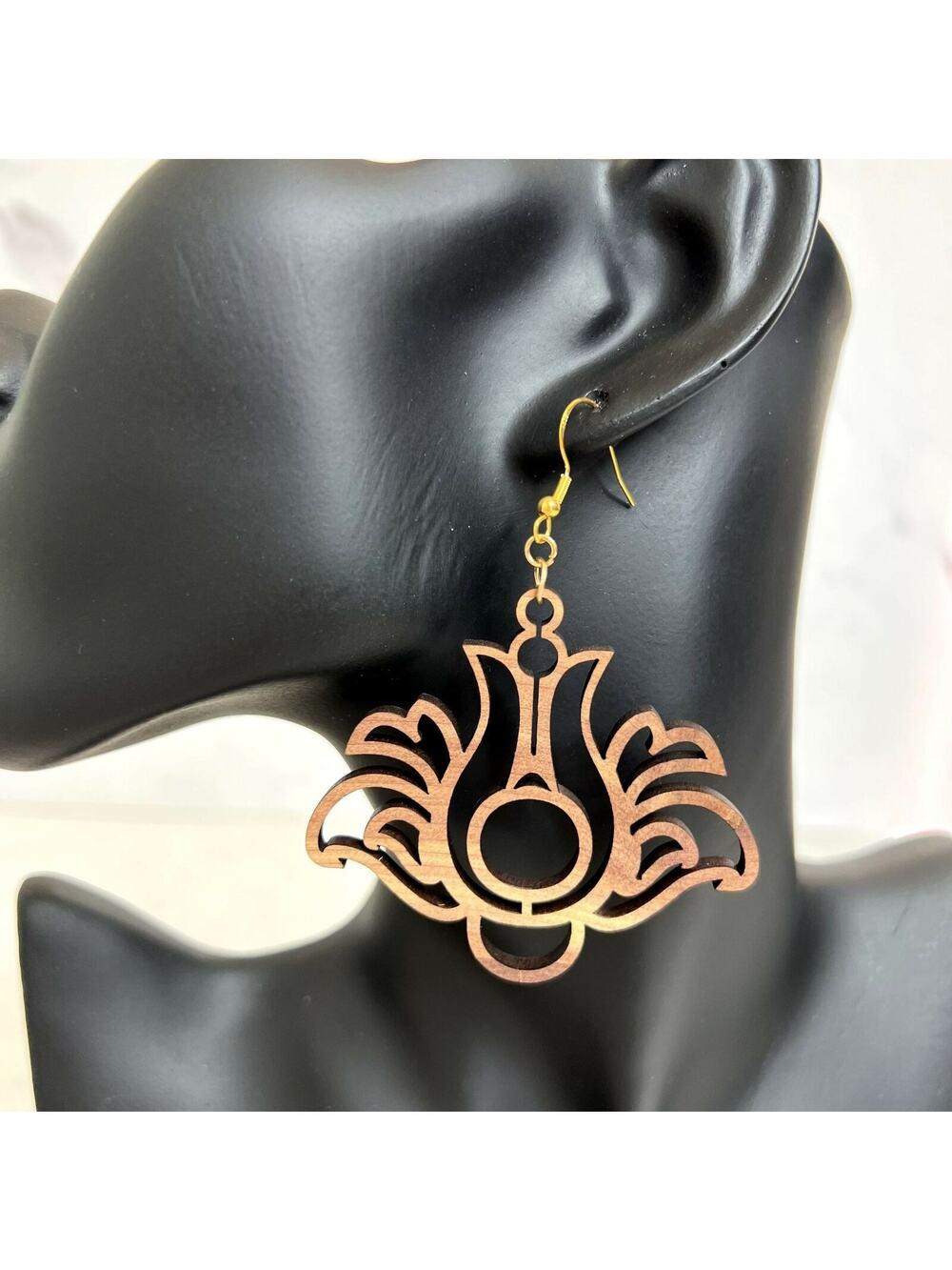 Wooden Flower Cutout Earrings